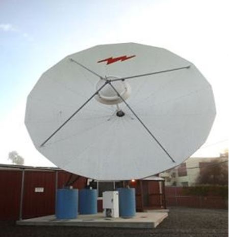 Used Andrew 7.6M 2-Port Ku-Band Tx/Rx Linear Feed Motorized Earth Station Antenna